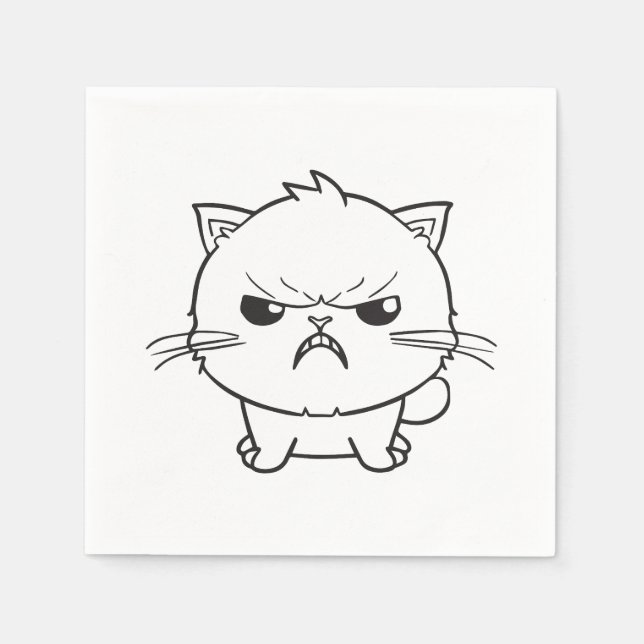 Cute angry cat hissing. napkin (Front)