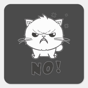 Cute angry cat hissing No. Square Sticker