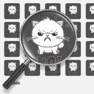 Cute angry cat hissing No. Square Sticker