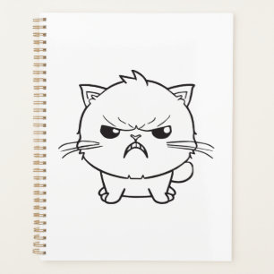 Cute angry cat hissing. planner