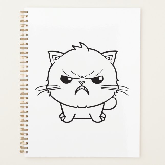 Cute angry cat hissing. planner (Front)