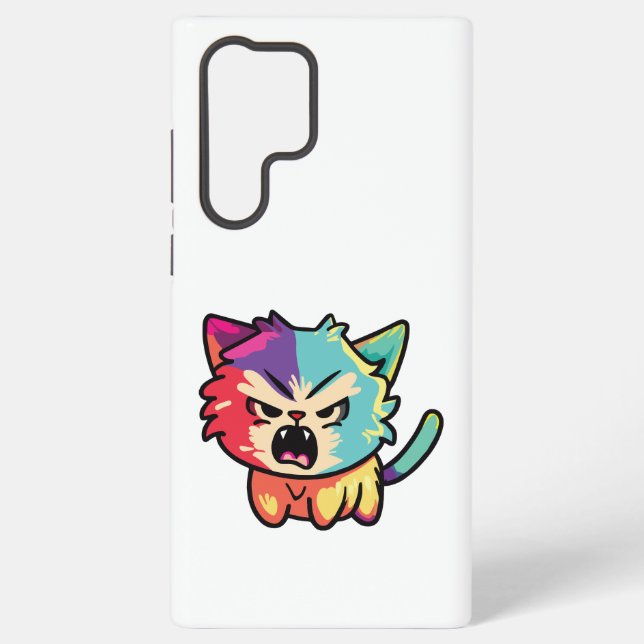 Cute angry cat hissing. samsung galaxy s22 ultra case (Back)