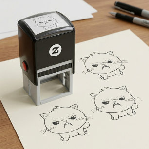 Cute angry cat hissing. self-inking stamp