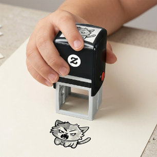 Cute angry cat hissing. self-inking stamp