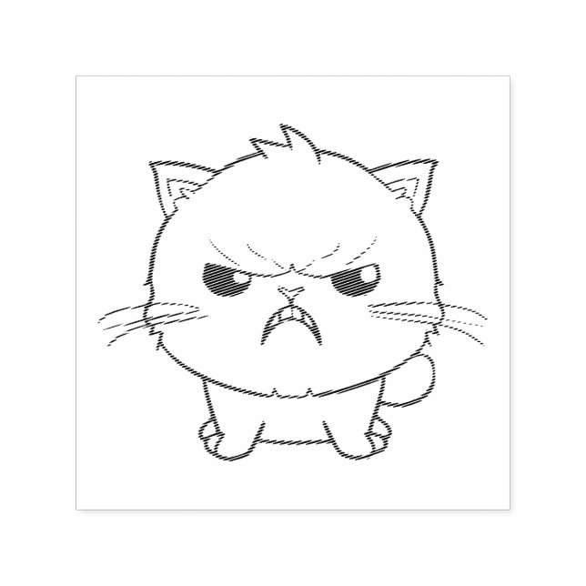 Cute angry cat hissing. self-inking stamp (Design)