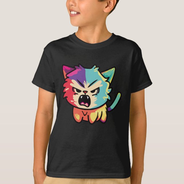 Cute angry cat hissing. T-Shirt (Front)