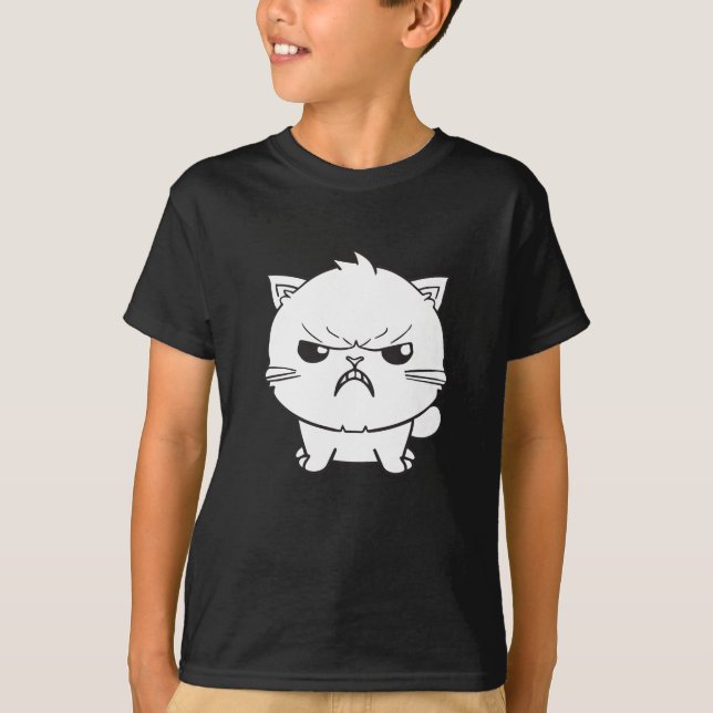 Cute angry cat hissing. T-Shirt (Front)