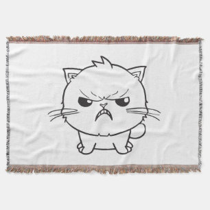 Cute angry cat hissing. throw blanket