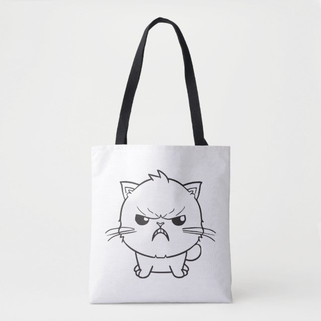 Cute angry cat hissing. tote bag (Front)