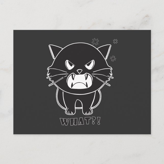 Cute angry cat hissing What. Postcard (Front)