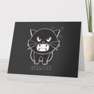 Cute angry cat hissing What. Thank You Card