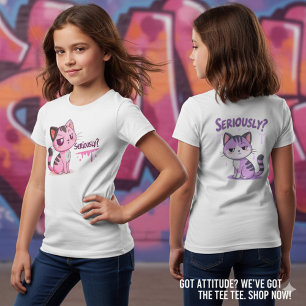 Cute Angry Cat "Seriously?" Graffiti Kids T-Shirt