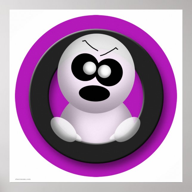 Cute Angry Ghost Purple Halloween Poster (Front)