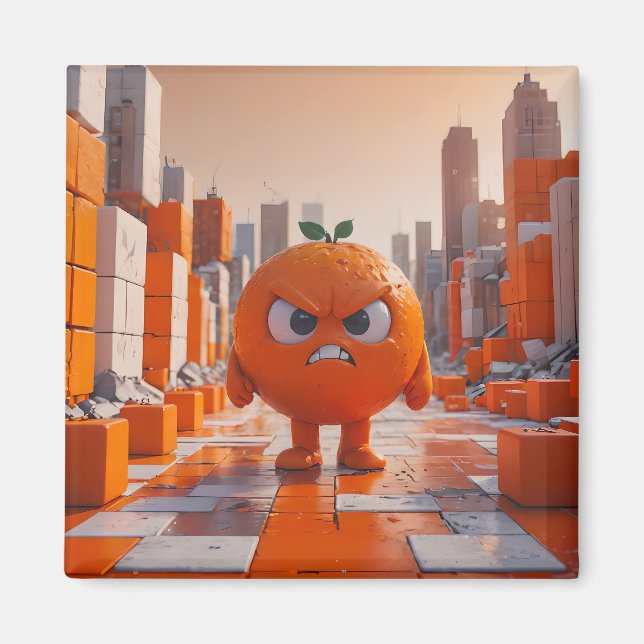 Cute Angry Orange Magnet (Front)