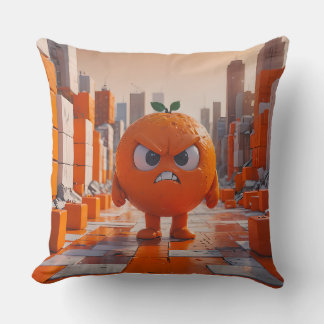 Cute Angry Orange Square Cushion