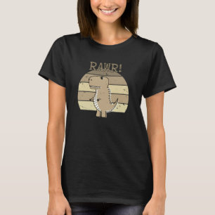 Cute Angry Sepia Cartoon T-Rex Dinosaur Sunset  T-Shirt