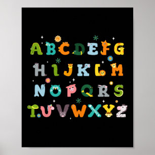 Cute Animal Abcs Alphabet Back To School Boys Girl Poster