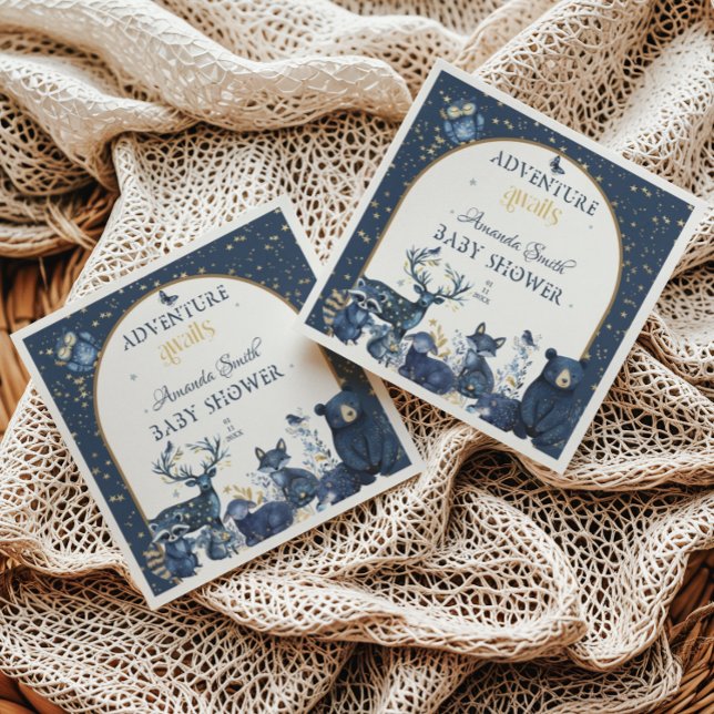 Cute Animal Adventure Night Sky Baby Shower Napkin (Creator Uploaded)