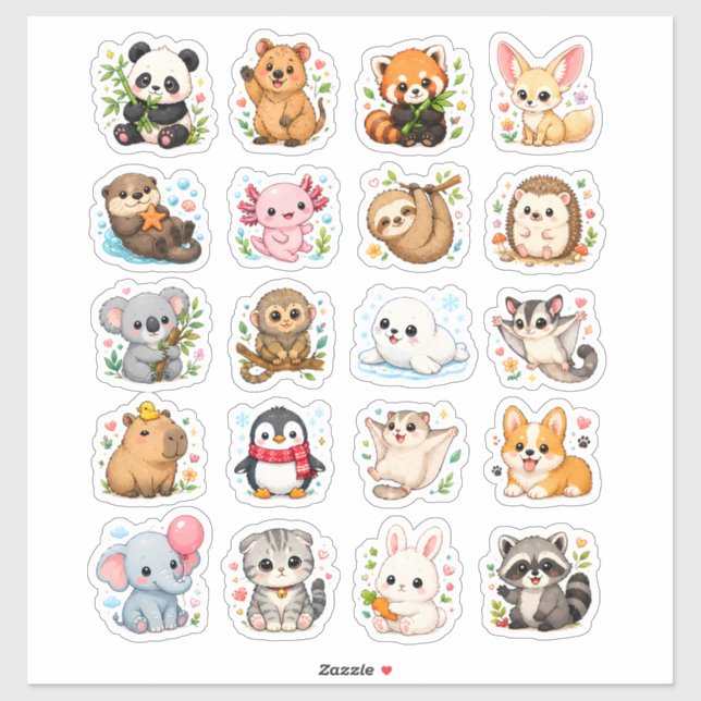 Cute Animal aesthetic stickers (Sheet)
