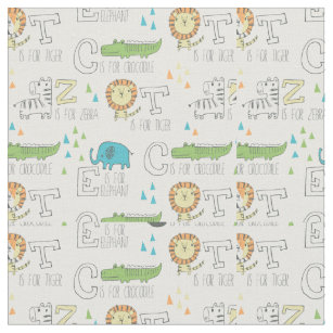 Cute Animal Alphabet Letter Pattern Fabric