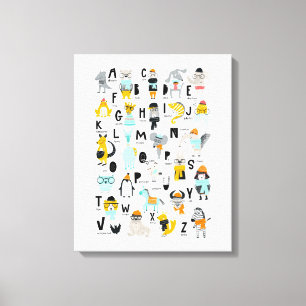 Cute Animal Alphabet   Some Have Hats Canvas Print