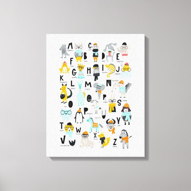 Cute Animal Alphabet | Some Have Hats Canvas Print (Front)