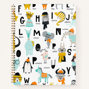 Cute Animal Alphabet Some Have Hats Notebook
