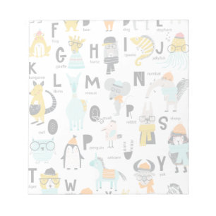 Cute Animal Alphabet Some Have Hats Notepad