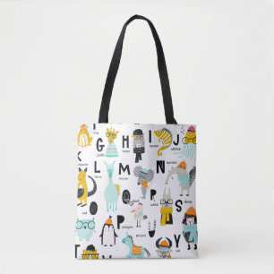 Cute Animal Alphabet   Some Have Hats Tote Bag