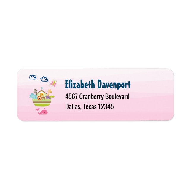 Cute Animal Ark with a Butterfly and Whale Pink (Front)