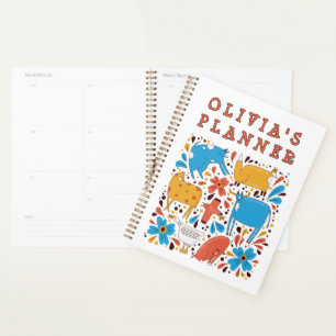 Cute Animal Art Children's Custom Name Planner