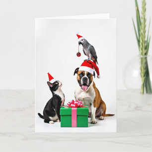 Cute Animal Art Christmas Card