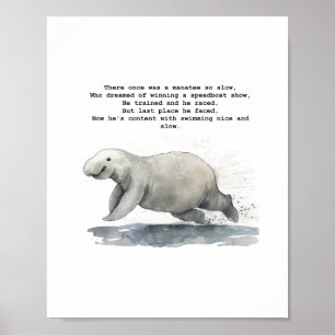 Cute animal art - Racing Manatee Poster