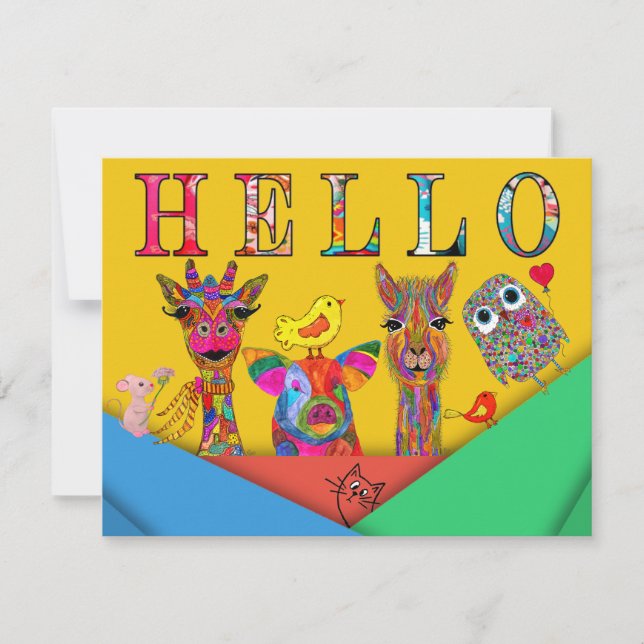 Cute Animal Assortment Collage Greeting Card (Front)