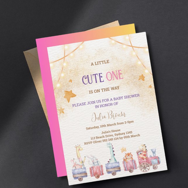 cute animal baby girl baby shower  invitation (Creator Uploaded)