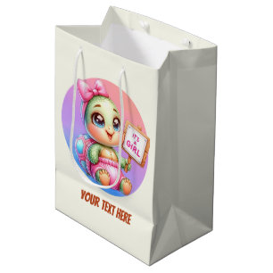Cute animal baby girl customisable turtle medium gift bag