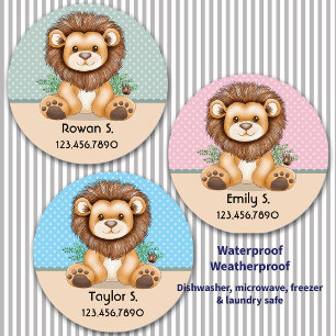 Cute Animal Baby Lion Pink Green Blue 
