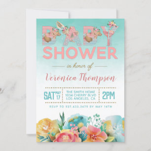 Cute Animal Baby Shower Invitation