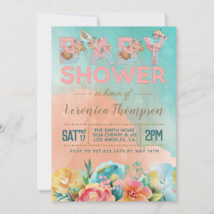 Cute Animal Baby Shower Invitation