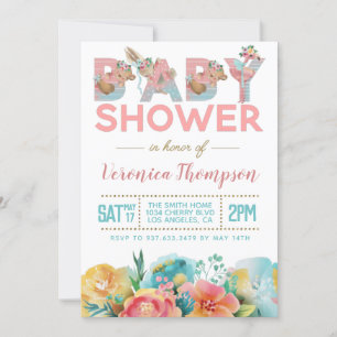 Cute Animal Baby Shower Invitation
