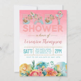 Cute Animal Baby Shower Invitation