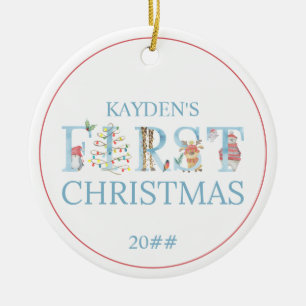 Cute Animal Baby's 1st Photo Christmas Ceramic Tree Decoration