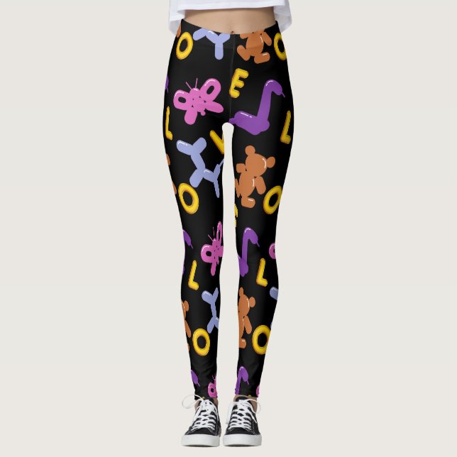 Cute Animal Balloons & LOVE Letters Leggings (Front)
