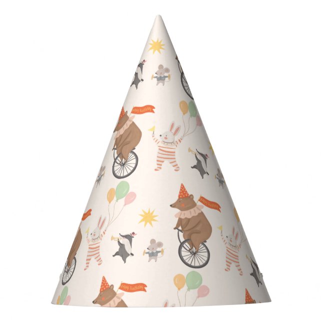 Cute Animal Band Birthday Party Hat (Front)