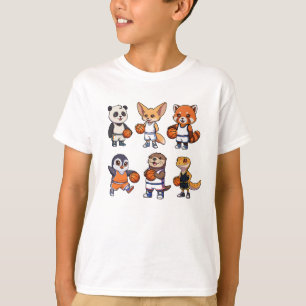 Cute Animal Basketball Team - Funny Cartoon Sports T-Shirt