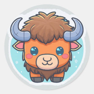Cute Animal Bison Classic Round Sticker