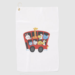 Cute Animal Bus Adventure for Kids Golf Towel