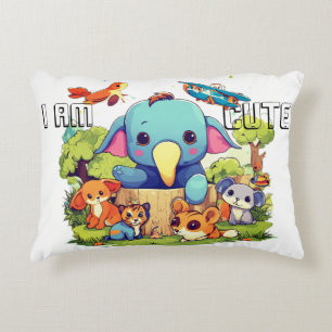 Cute Animal cartoon illustration i am cute  Decorative Cushion