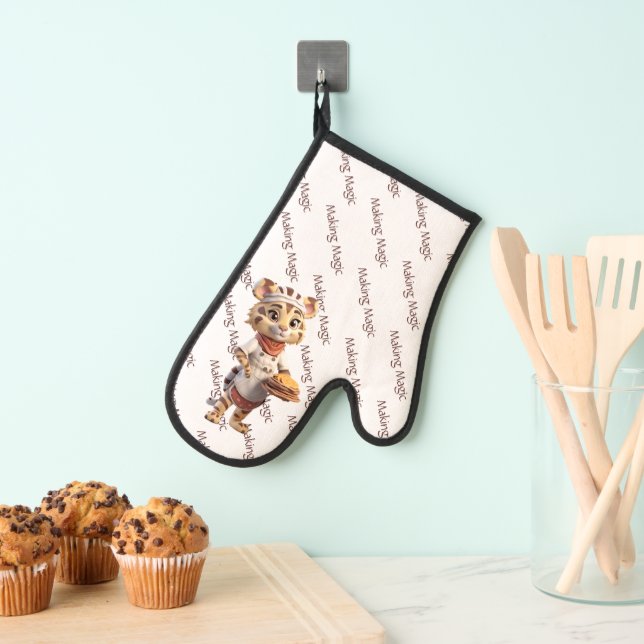 Cute Animal Chef Tiger Making Magic Oven Mitt (Insitu(Hanging))