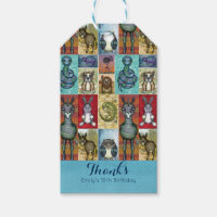 Cute Animal Collage Folk Art Design Thank You